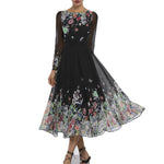 New Women's Clothing Dress Sexy Cutout Slim-fit Long-sleeved Large Swing Skirt