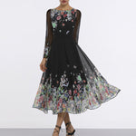 New Women's Clothing Dress Sexy Cutout Slim-fit Long-sleeved Large Swing Skirt